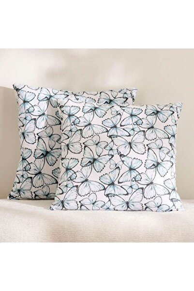 PAN HOME طقم غطاء وسادة على شكل فراشة مكون من قطعتين مقاس 45x45 سم - أزرق