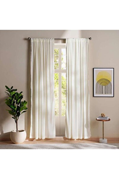PAN HOME Ellington Organza Sheer 2 Piece Curtain Set 135x240cm - Beige