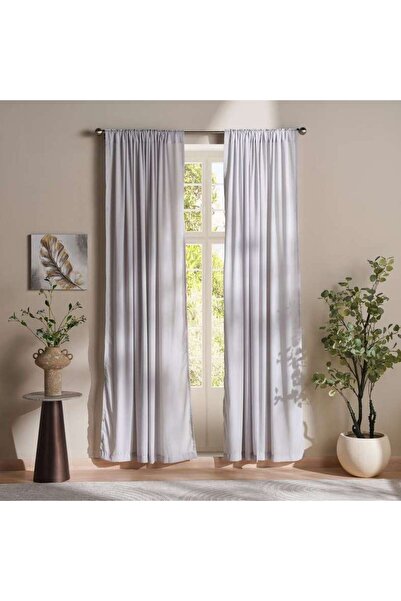 PAN HOME Ellington Organza Sheer 2 Piece Curtain Set 135x240cm - Silver Grey