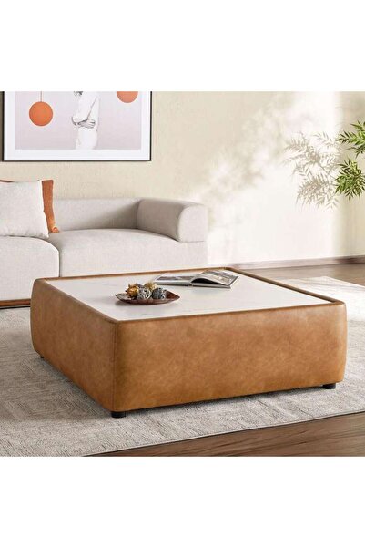 PAN HOME Dragonihide Ottoman- Brown