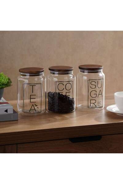 PAN HOME Marlow 3-Piece Glass Canister 1.25L - Clear