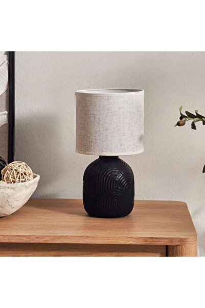 PAN HOME ثوبر E-27 مصباح طاولة سيراميك 18x18x34 سم - أسود