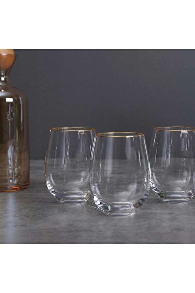 PAN HOME Slavic 4-piece Gold Rim Tumbler 520ml - Clear