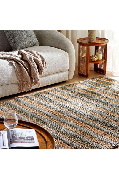 PAN HOME سجادة كيارا المنسوجة يدويًا من الجوت والقنب 200x300 سم - أخضر