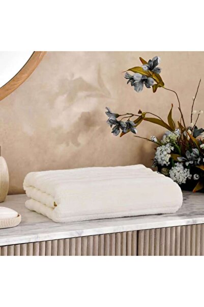 PAN HOME Ribbed Zero Twist Bath Towel 70x140cm - Cream
