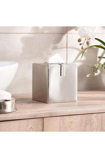 PAN HOME علبة مناديل معدنية من ريجنت 13.5×13.5×14.5 سم - فضي