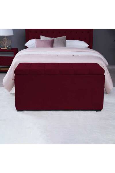 PAN HOME EMIRATES GIGASTORAGE BENCH-VELVET~MAROON