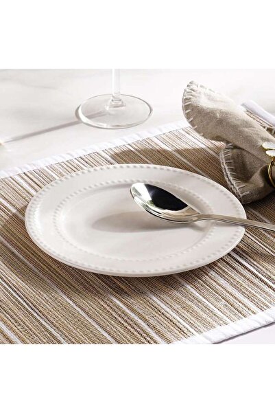 PAN HOME Perlee Beaded New Bone China Side Plate Dia20.3cm -white