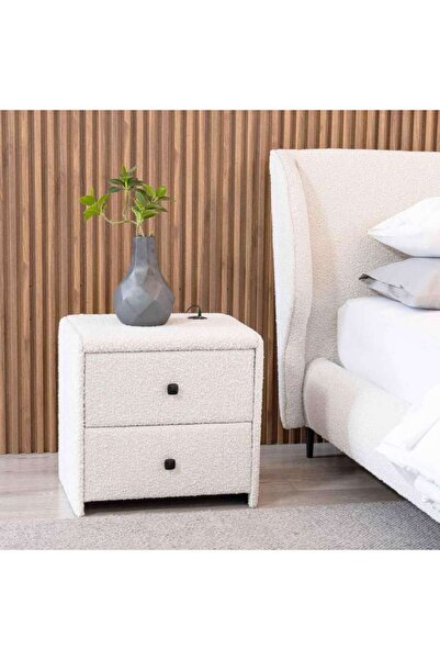 PAN HOME Bornite Nightstand With 2 Drawers/+5v2a Usb Charger-beige