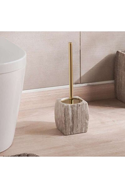 PAN HOME حامل فرشاة المرحاض نيو رخامي 11.5×11.5×39 سم - بيج
