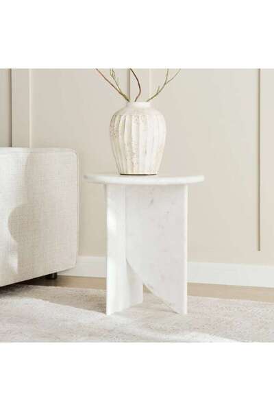 PAN HOME Tetris End Table Marble - White