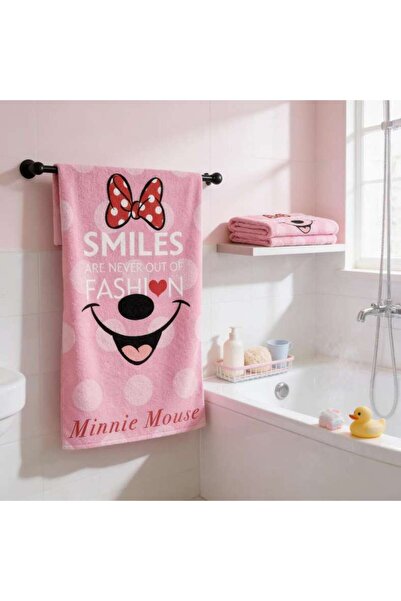 PAN HOME Minnie Mouse Smile Cotton Beach Towel 70x140 -pink