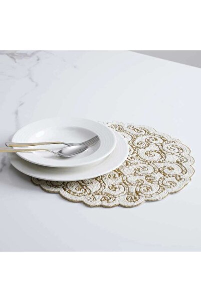 PAN HOME Exton Beaded Placemat D38cm-gold