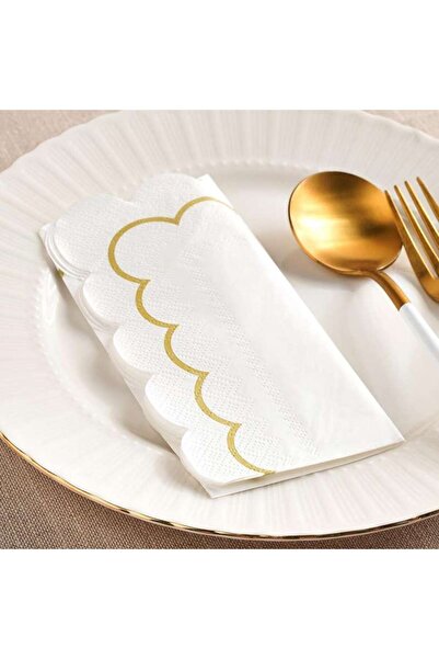 PAN HOME Scallop Border S/30 Paper Napkin - Gold