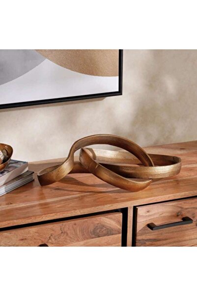 PAN HOME Volta Metal Decor Ribbon Sculpture 41x26x14cm- Antique Brass