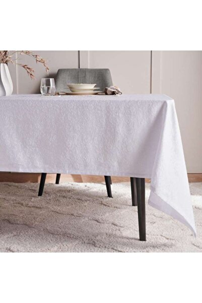 PAN HOME غطاء طاولة من الجاكار اللؤلؤي 150×250 سم - أبيض