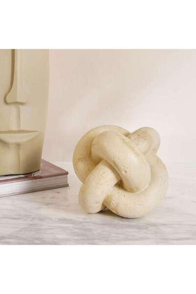 PAN HOME Celle Polyresin Decor Knot Sculpture 15.5x15.5x15.5cm- White