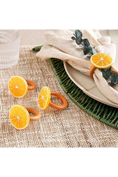 PAN HOME Lemon 4 Piece Napkin Ring Set 5x4cm- Amber