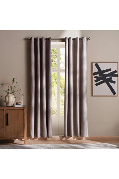 PAN HOME Larson Twill Blackout 2 Piece Curtain Set 135x240cm - Brown