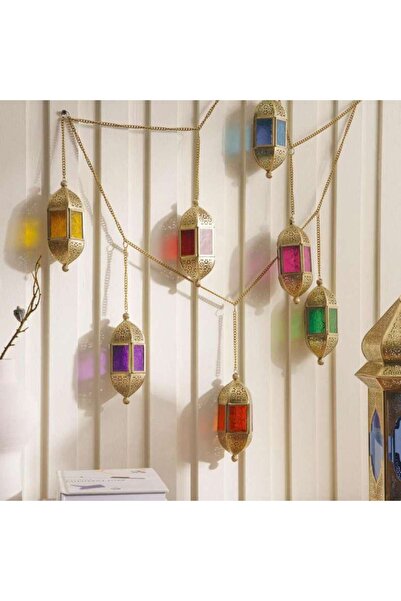 PAN HOME فوانيس معدنية معلقة للزينة من نادا 182×6×25 سم - ذهبي