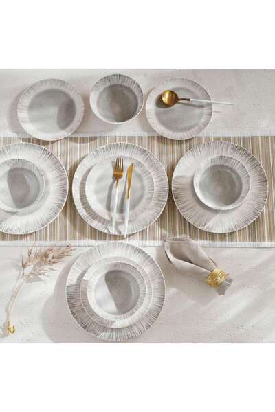 PAN HOME Axton 12-piece Porcelain Dinner Set -white & Grey