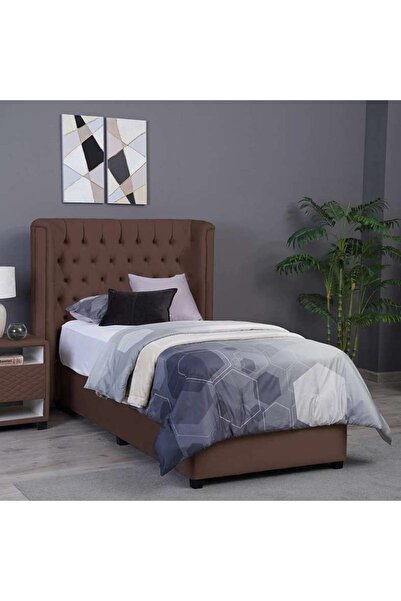 PAN HOME رأس سرير نبتون مخملي بني L-120: ارتفاع 125 سم