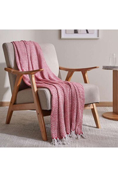 PAN HOME Norma Cotton Woven Throw 127x154cm - Red