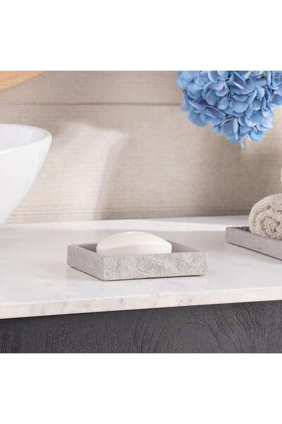 PAN HOME طبق صابون ريف ريزين 13.1 × 9.6 × 2.4 سم - رمادي حجري