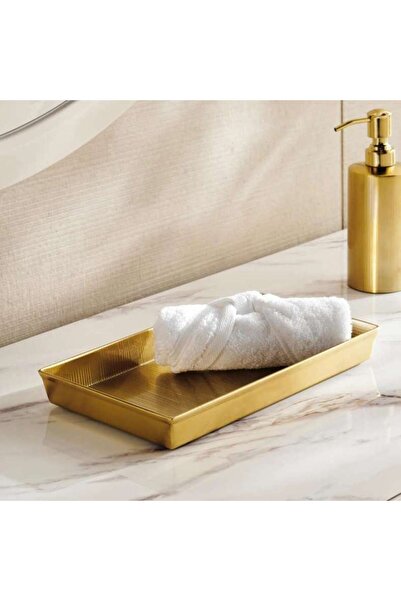 PAN HOME Meteor Metal Towel Tray 27x15x3cm - Gold
