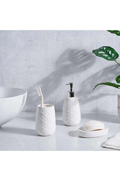 PAN HOME Arabesque 3-piece Ceramic Bathroom Accessories Set - White
