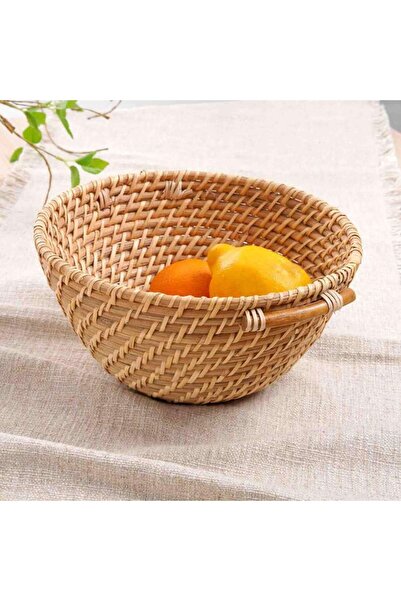 PAN HOME Natura Rattan Basket With Handle Dia26x13cm - Natural