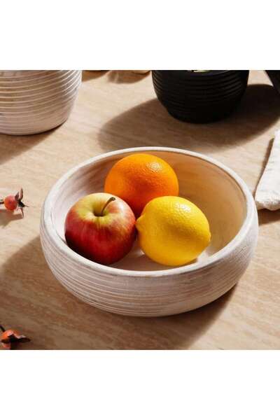 PAN HOME Legna Ribbed Serving Bowl Dia15x6cm - White