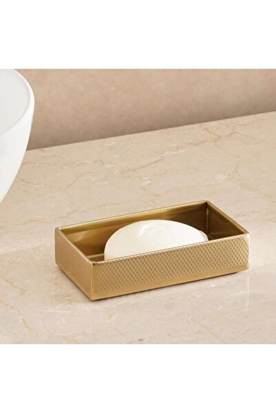 PAN HOME طبق صابون معدني كاسبيان 14 × 7.5 × 3.2 سم - ذهبي