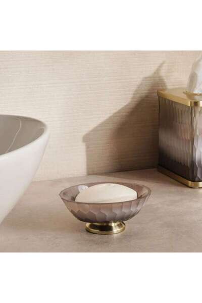 PAN HOME طبق صابون زجاجي ستيرلنج أومبري 13x10.5x5 سم - شفاف/أسود