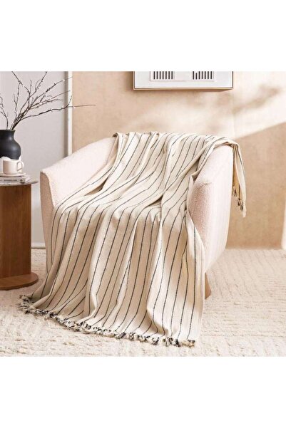 PAN HOME Romana Throw With Fringes 130x170cm - Natural