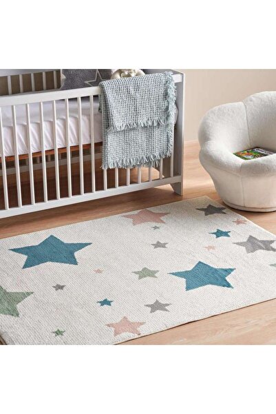 PAN HOME Happy Stars Microfiber Rug 140x200cm -white & Grey