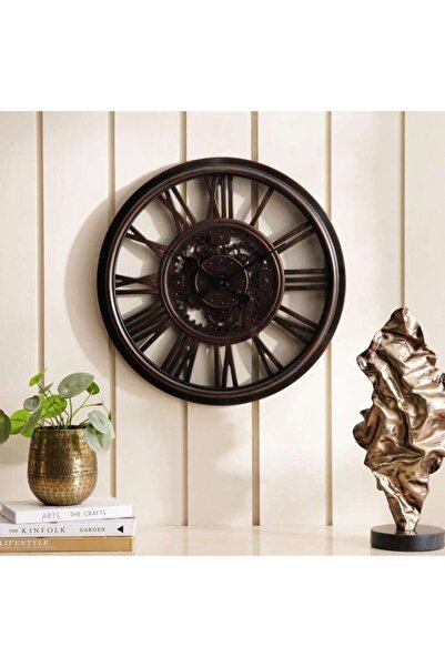 PAN HOME ساعة حائط أونتاريو جير قطر 50x4.8 سم - أسود