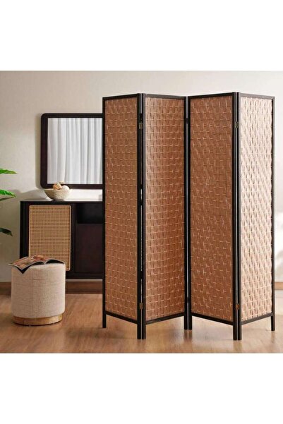 PAN HOME Erela 4-panel Wood Room Divider 180x2x180cm - Natural