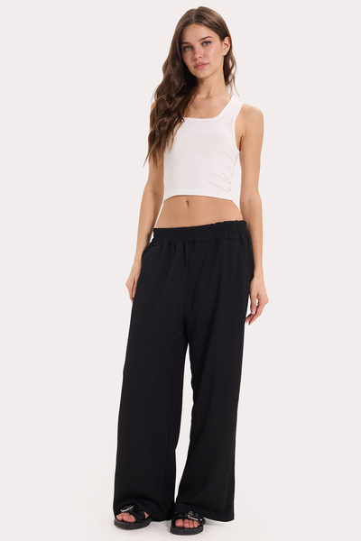 Tudors Women's Regular Fit Classic Cut Cotton Trousers with Lace-Up Waist and...