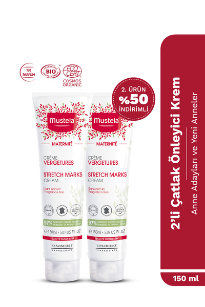 Mustela Çatlak Önleyici Krem 150 ml - Anne Adayları ve Yeni Anneler İçin 2'li...