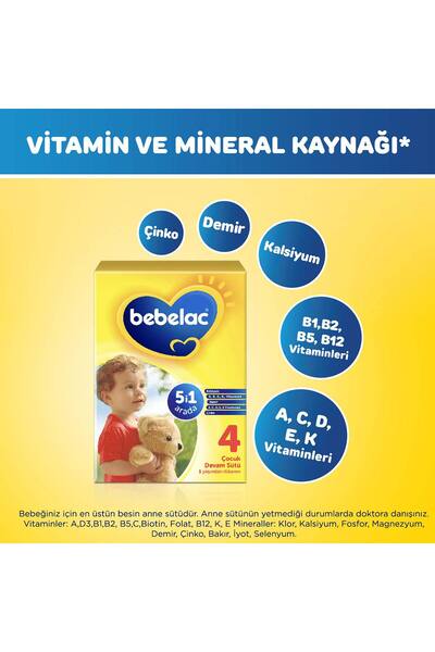 Bebelac 4 Devam Sütü 800 Gr x3 +1 Yaş