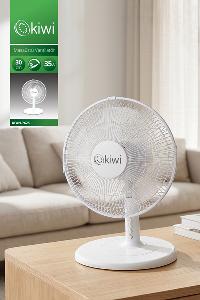 Kiwi KFAN-7625 Masaüstü Vantilatör | 30 cm & 5 Kanat & 3 Kademe & Salınım