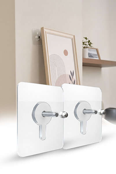 omilife 2'li Şeffaf Yapışkanlı Vidalı Çok Amaçlı Duvar Askısı Düzenleyici Ask...