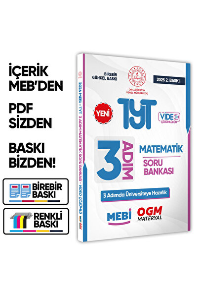 Karakutu Yayınları 2026 TYT MEBİ-OGM 3 ADIM Matematik Soru Bankası RENKLİ A4 ...