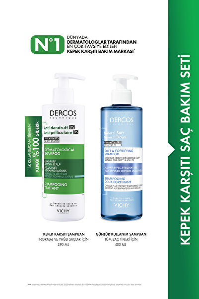 Vichy Dercos Normal/Yağlı Saçlar İçin Saç Bakım Seti: Kepek Karşıtı Şampuan& ...