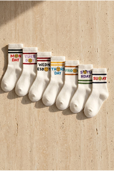Katia&Bony Children's 7-Piece Week Days Printed Socks