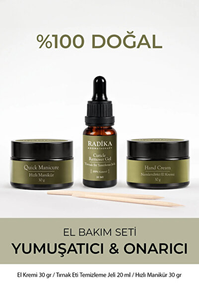 Radika Aromaterapi El Bakım Seti / El Kremi / Tırnak Eti Temizleyici / El Ovm...