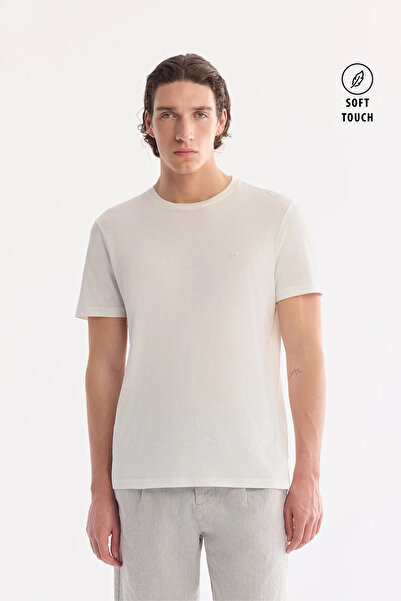 Avva Men's White Crew Neck Soft Touch Basic Regular Fit T-Shirt B001171