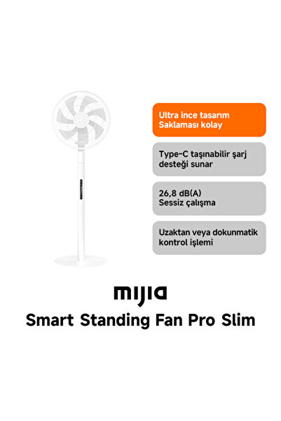 Xiaomi Mijia Smart Standing Fan Pro Slim - Akıllı Ayaklı Vantilatör, İnce Tas...