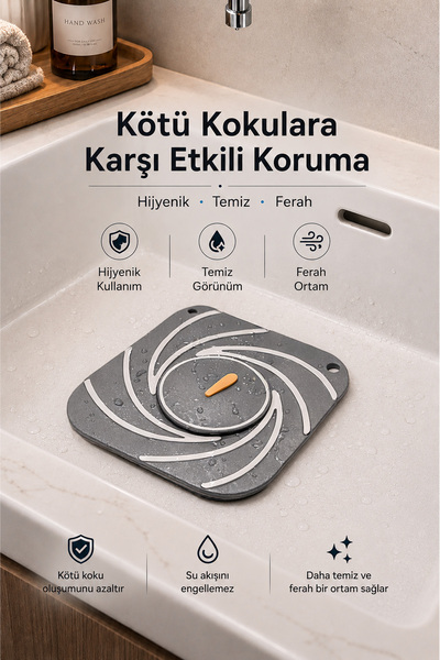 omilife Gri Süzgeçli Silikon Lavabo Gider Kapağı Koku Önleyici Banyo Mutfak 15 cm
